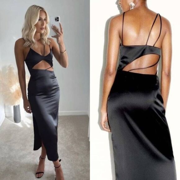 ZARA ASYMMETRIC MIDI DRESS M NWT - Picture 2 of 12